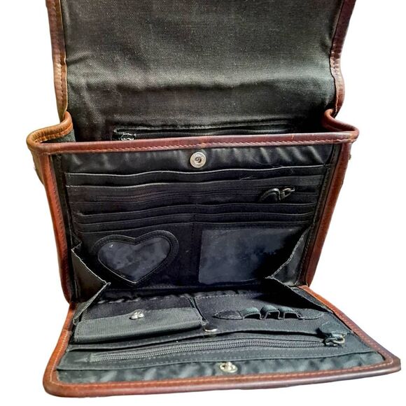 Brighton “Gillian” Organizer Crossbody Bag – Brown Croc Embossed Leather - Picture 6 of 11